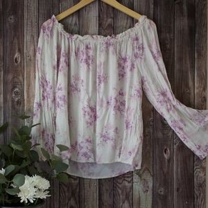 Bell-Sleeve Floral Blouse